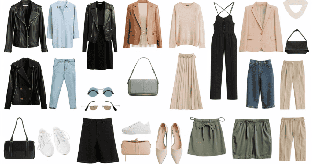 Capsule wardrobe in solid colors