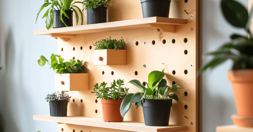 Pegboard with plants on it