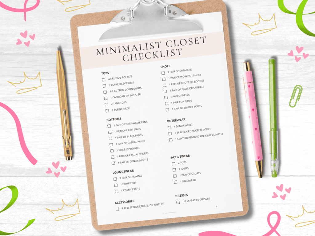 A free printable minimalist closet checklist