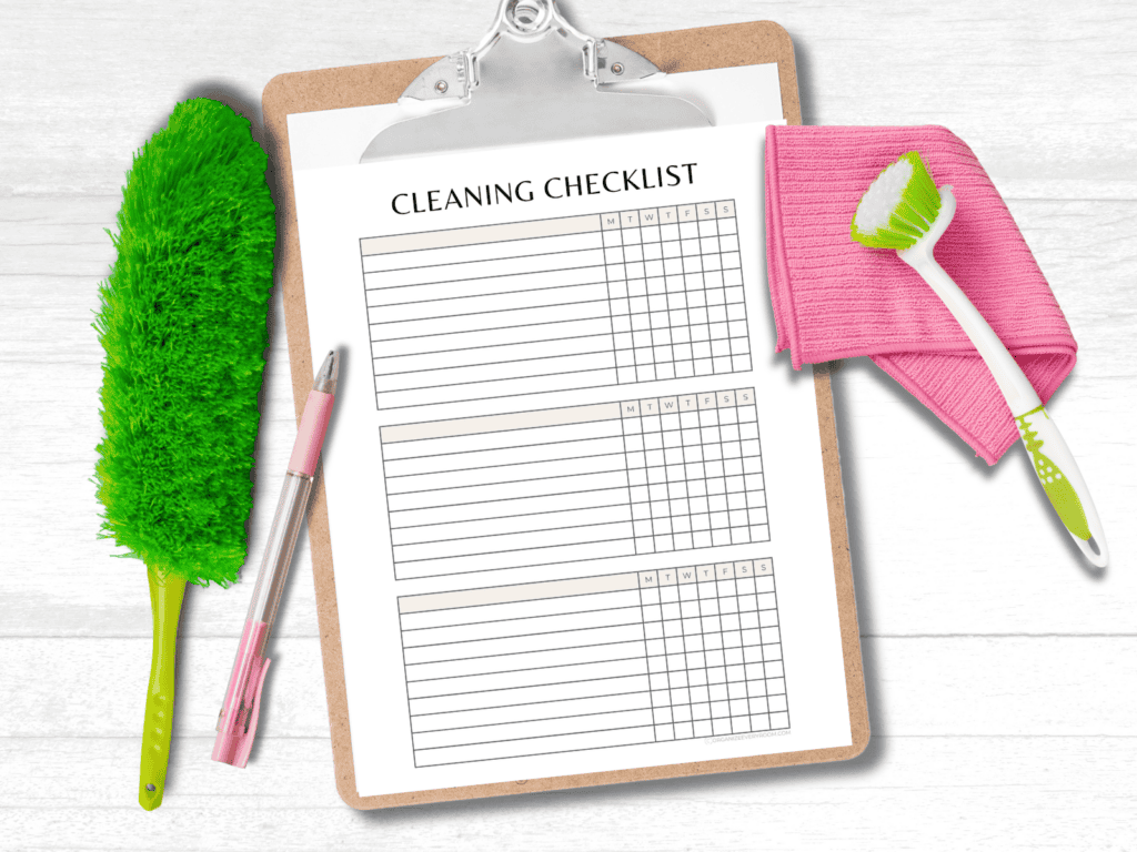 The cleaning checklist from my home binder.