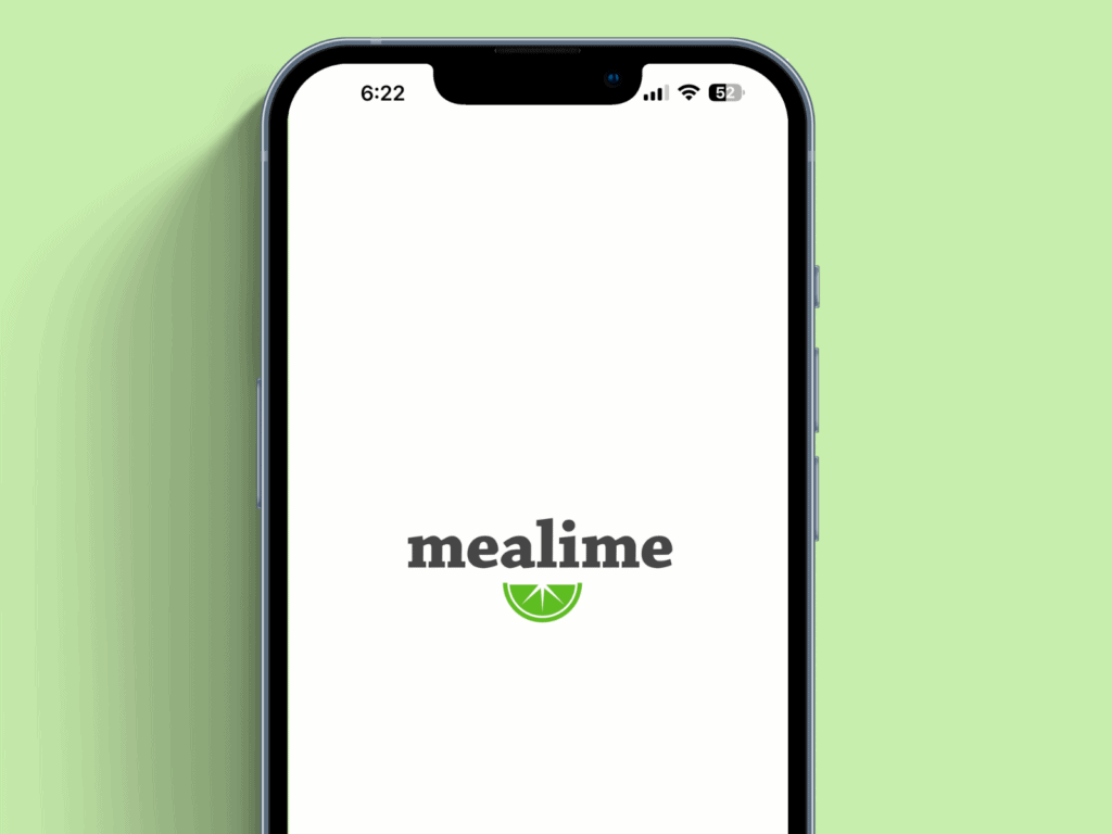 The Mealime app on the screen of an Iphone.