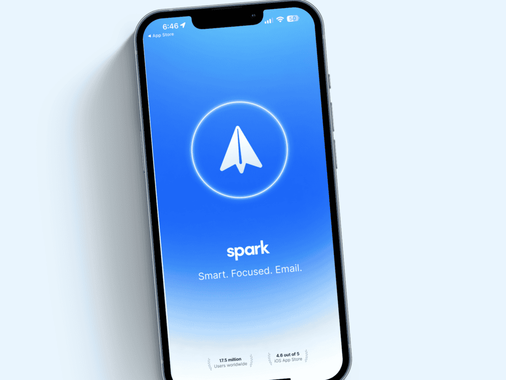 The Spark app on the screen of an Iphone.