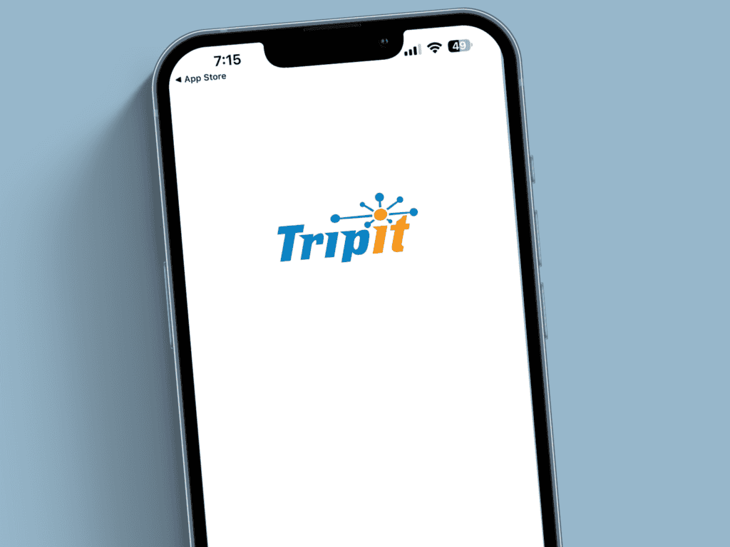 The Tripit app open on my Iphone.