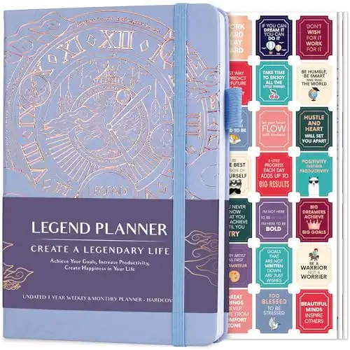 Legend Planner Weekly & Monthly Life Planner to Hit Your Goals & Live Happier. Organizer Notebook & Productivity Journal. A5 (Periwinkle)