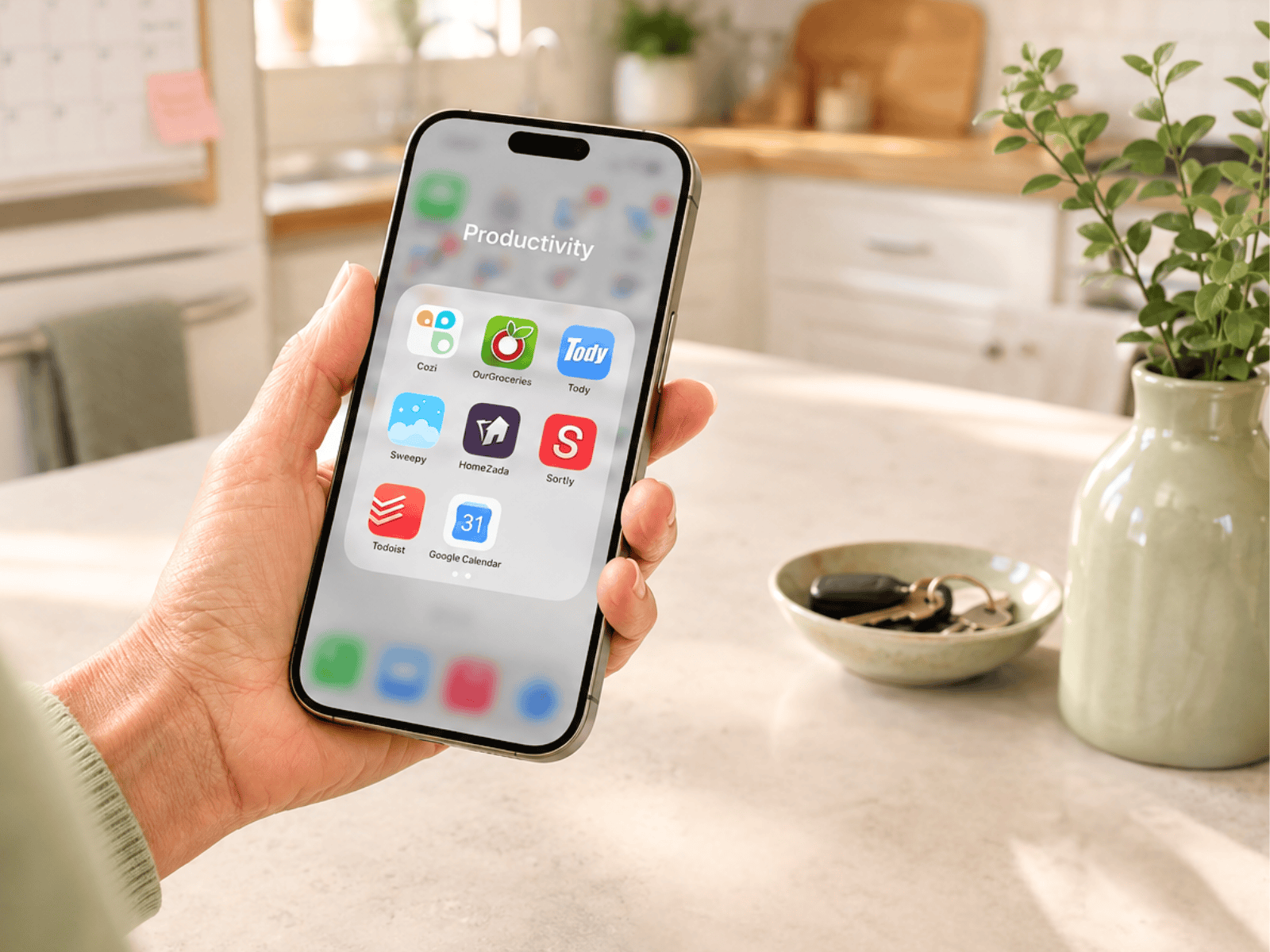 iPhone folder showing eight home organization apps reviewed in this article
