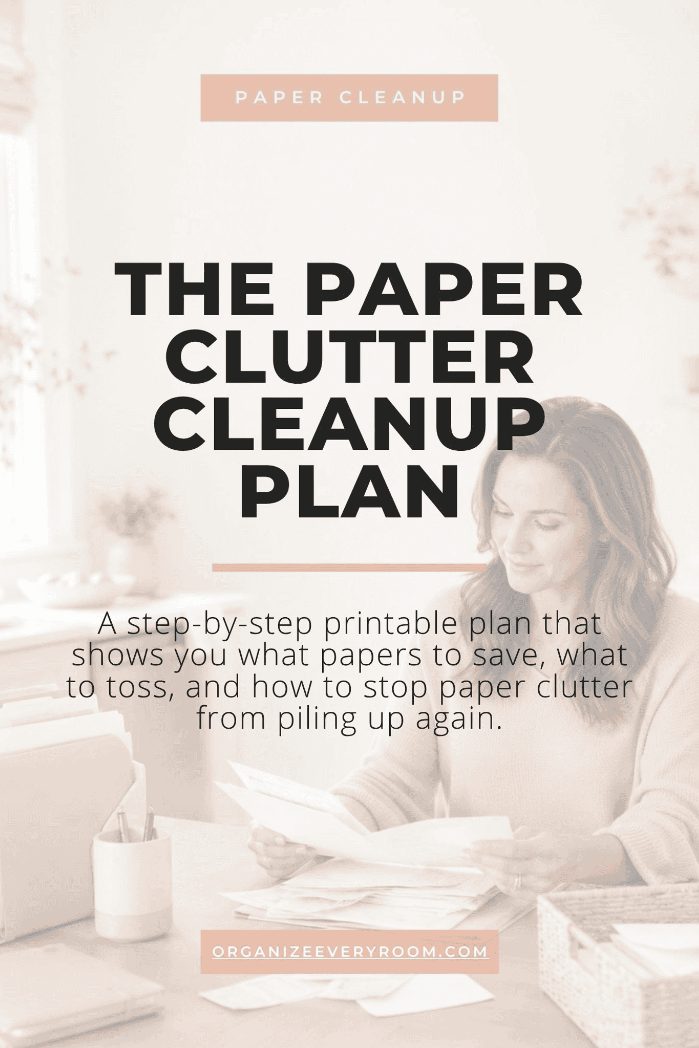 The cover page of the paper clutter cleanup plan.